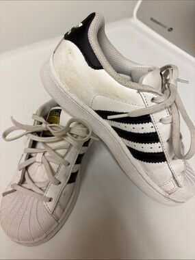 adidas White Sneakers with Black Stripes